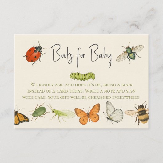 Love Bug Baby Shower Books for Baby Enclosure Card Informatiekaartje (Voorkant)