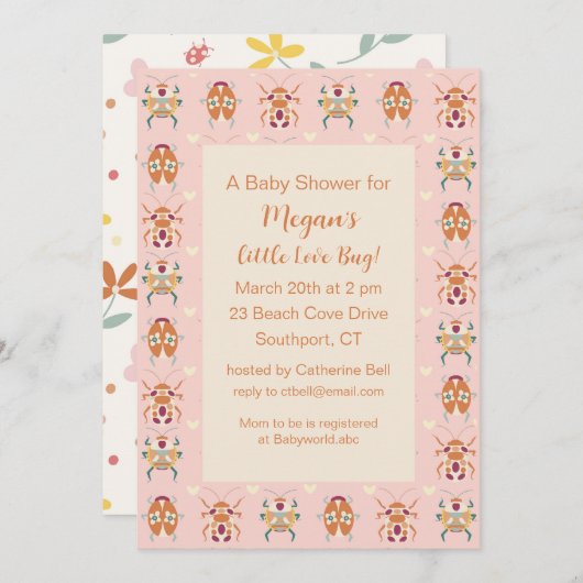 Love Bug Baby shower Invitation Kaart (Voorkant / Achterkant)