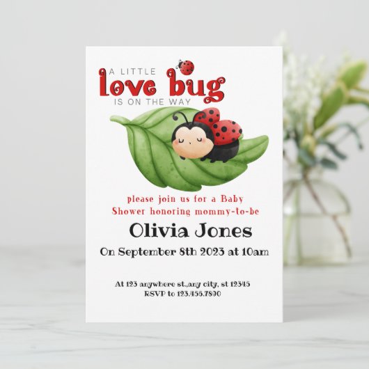 Love Bug Baby shower Kaart (Staand voorkant)