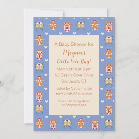 Love Bug Baby Shower Uitnodiging (Voorkant)