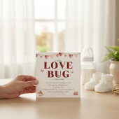 Love Bug Baby Shower Uitnodiging Rode Bloemhartjes