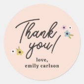 Love Bug Bloemen Boho Roze Baby Meisje Douche Ronde Sticker (Voorkant)