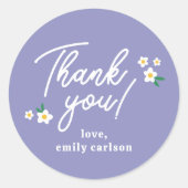 Love Bug Bloemen Lavendel Baby Meisje Douche Ronde Sticker (Voorkant)