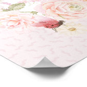 Love Bug Blush Pink Floral Baby Shower Welcome  Poster (Hoek)