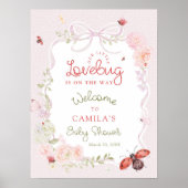 Love Bug Blush Pink Floral Baby Shower Welcome  Poster (Voorkant)