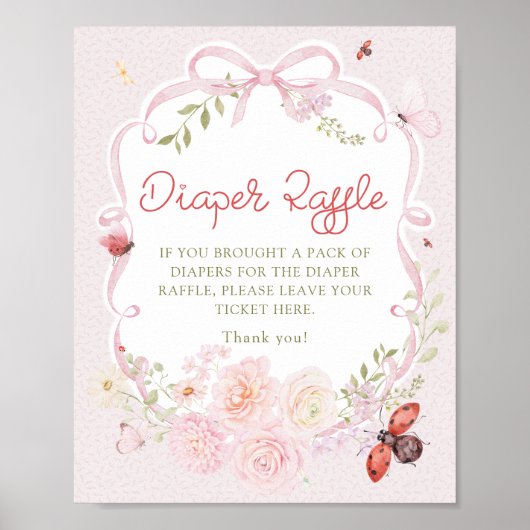 Love Bug Bow Girl Diaper Raffle Poster (Voorkant)