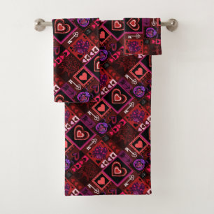 Love Bug & Cute Heart Pattern Bad Handdoek