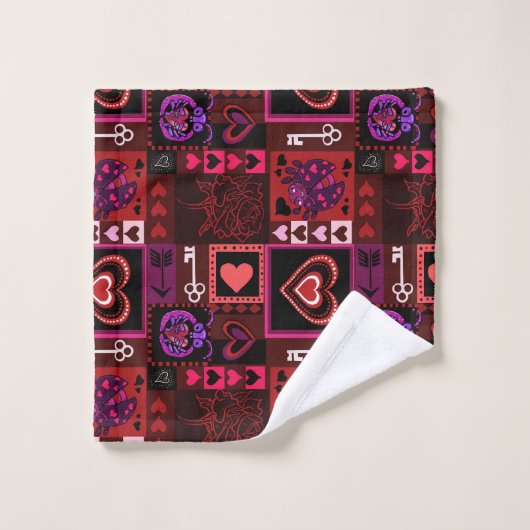 Love Bug & Cute Heart Pattern Bad Handdoek (Wasdoekje)