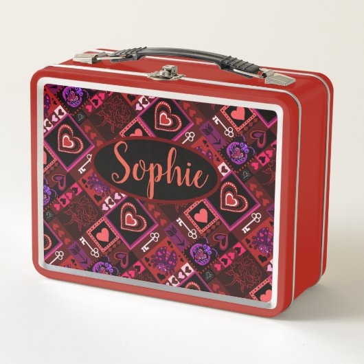 Love Bug & Cute Hearts Pattern, aangepaste naam (Voorkant)