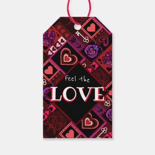 Love Bug & Cute Hearts Pattern Cadeaulabel (Voorkant)