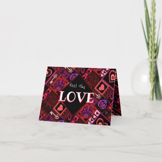 Love Bug & Cute Hearts Pattern Folded Holiday Card Feestdagen Kaart (Voorkant)