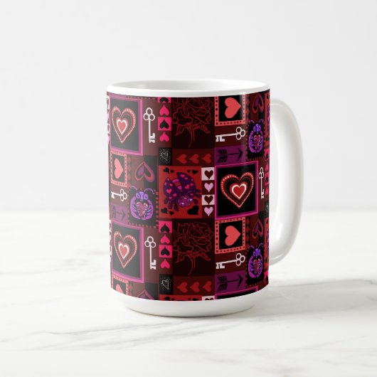Love Bug & Cute Hearts Pattern Koffiemok (Voorkant rechts)