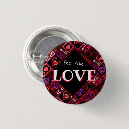 Love Bug & Cute Hearts Pattern Ronde Button 3,2 Cm