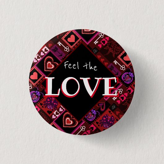 Love Bug & Cute Hearts Pattern Ronde Button 3,2 Cm (Voorkant)