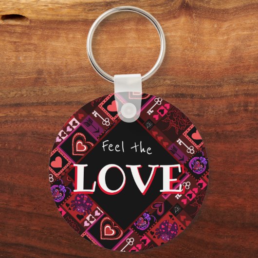 Love Bug & Cute Hearts Pattern Sleutelhanger (Voorkant)