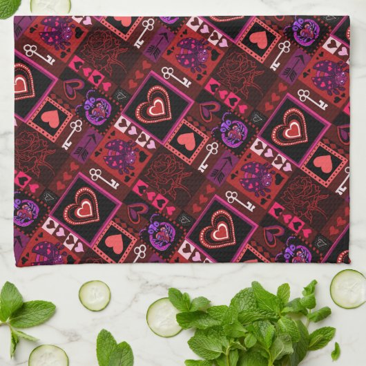 Love Bug & Cute Hearts Pattern Theedoek (Gevouwen)