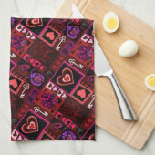 Love Bug & Cute Hearts Pattern Theedoek (Quarter Fold)