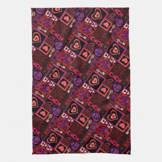 Love Bug & Cute Hearts Pattern Theedoek (Verticaal)