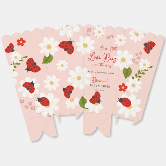 Love bug cute ladybug baby shower personalized bedankdoosjes (Ongevouwen)