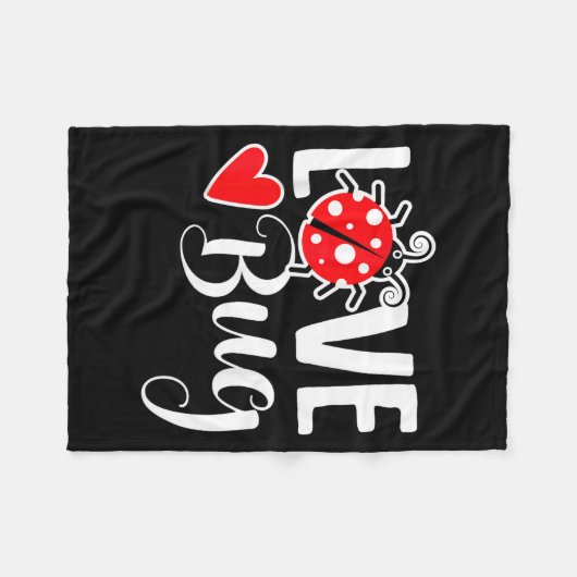 Love Bug Cute Valentine's Day Party Ladybug Fleece Deken (Voorkant (Horizontaal))