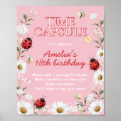 Love Bug Daisy Birthday Party Time Capsule Sign Poster (Voorkant)