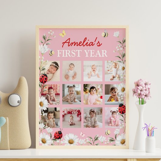 Love Bug Daisy First Year Photo Milestone Poster