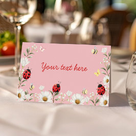 Love Bug Daisy Floral Birthday Party Food Tent Plaatskaartje
