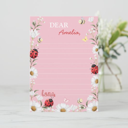 Love Bug Daisy Time Capsule Note Message Card Bedankkaart (Staand voorkant)