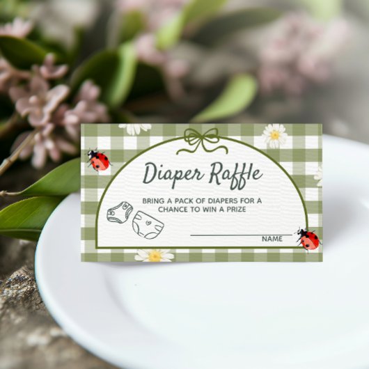 Love Bug Diaper Raffle Ticket Enclosure Card Informatiekaartje
