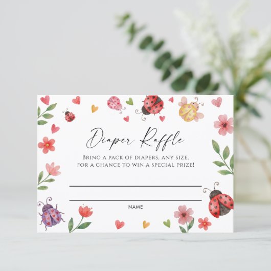 Love Bug Diaper Raffle Ticket Informatiekaartje (Staand voorkant)