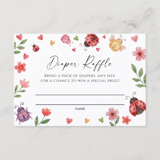 Love Bug Diaper Raffle Ticket Informatiekaartje (Voorkant)