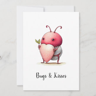 Love Bug Funny illustratie met hart waterverf Kaart