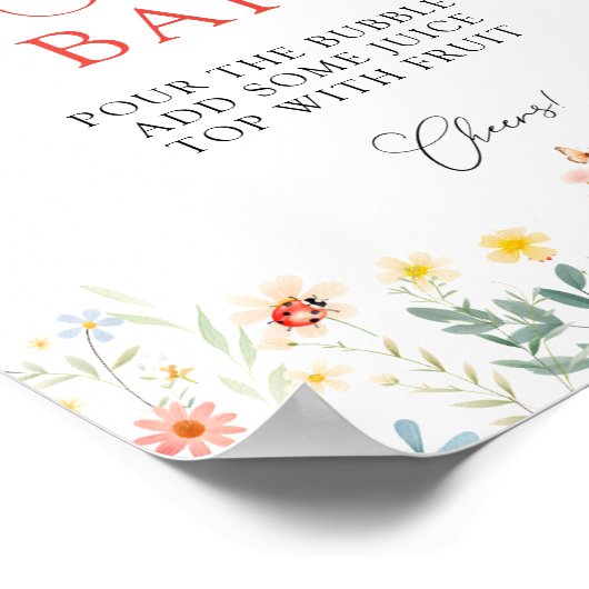 Love Bug Garden Baby shower Mom-osa Bar Poster (Hoek)