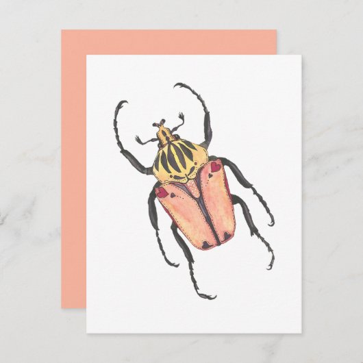 Love Bug Goliath Beetle Valentijn Notitiekaartje (Voorkant / Achterkant)