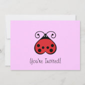 Love Bug Heart Ladybug Birthday Invitations Pink Kaart (Achterkant)