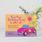 Love Bug Hippie Birthday Party Invitations Kaart (Staand voorkant)