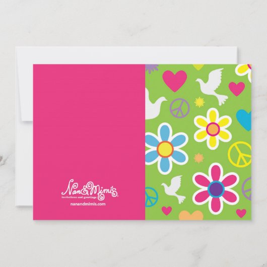 Love Bug Hippie Birthday Party Invitations Kaart (Achterkant)