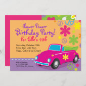 Love Bug Hippie Birthday Party Invitations Kaart (Voorkant / Achterkant)