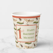 Love Bug Insect Custom Name 1st Birthday Papieren Bekers (Voorkant)