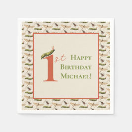 Love Bug Insect Custom Name 1st Birthday Servet