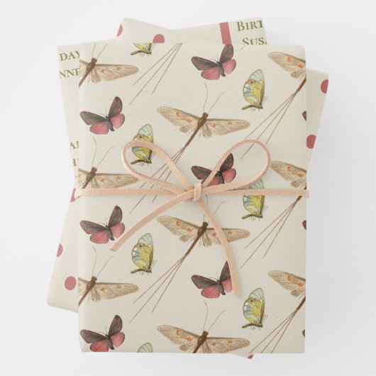 Love Bug Insect Custom Name 1st Birthday Wrapping Inpakpapier Vel (In situ)