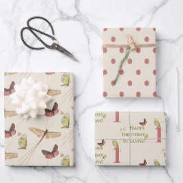 Love Bug Insect Custom Name 1st Birthday Wrapping Inpakpapier Vel