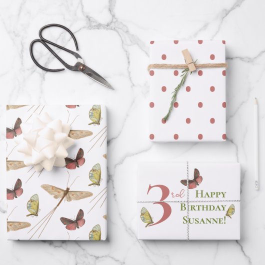 Love Bug  Insect Custom Name Birthday Inpakpapier Vel (Voorkant)