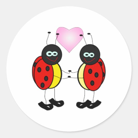 Love Bug Ladybug Cartoon Ronde Sticker (Voorkant)