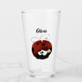Love Bug Ladybug, Cute Cartoon Valentine’s Day Glas (Voorkant)