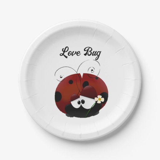 Love Bug Ladybug, Cute Cartoon Valentine’s Day Papieren Bordje (Voorkant)