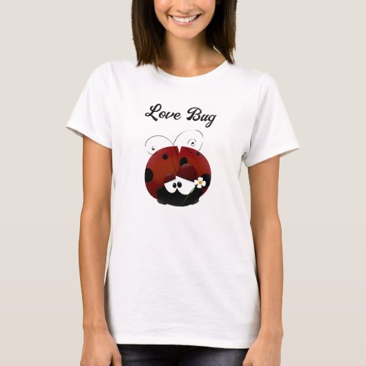 Love Bug Ladybug, Cute Cartoon Valentine’s Day T-shirt (Voorkant)