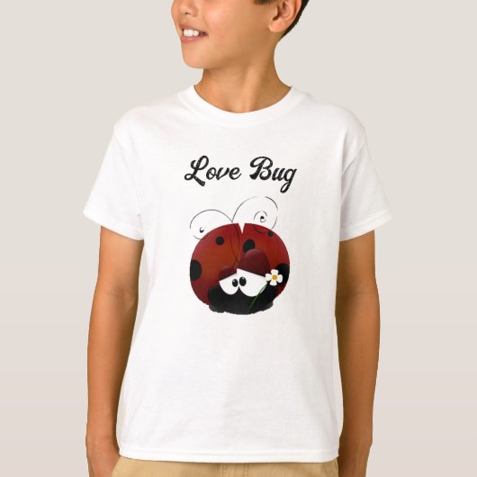 Love Bug Ladybug, Cute Cartoon Valentine’s Day T-shirt (Voorkant)