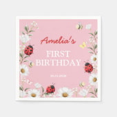 Love Bug Ladybug Daisy Floral Birthday Party Servet (Voorkant)