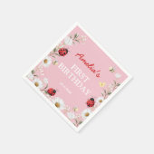 Love Bug Ladybug Daisy Floral Birthday Party Servet (Hoek)